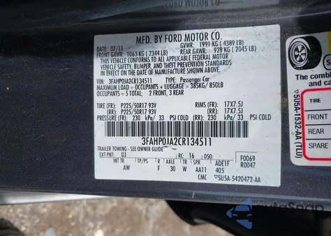 2012 Ford Fusion Sel z USA, uszkodzony, nr VIN 3FAHP0JA2CR134511